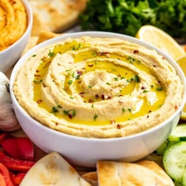 A bowl of authentic hummus